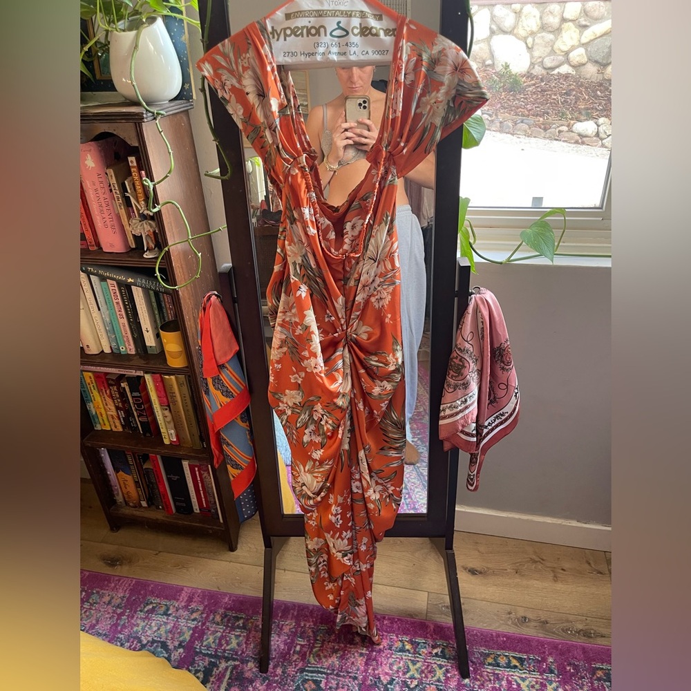 Pretty Little Thing orange floral dress